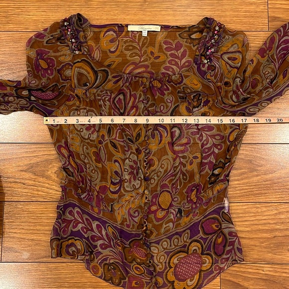 Blumarine Sheer Floral Button Down Blouse - Picture 9 of 12